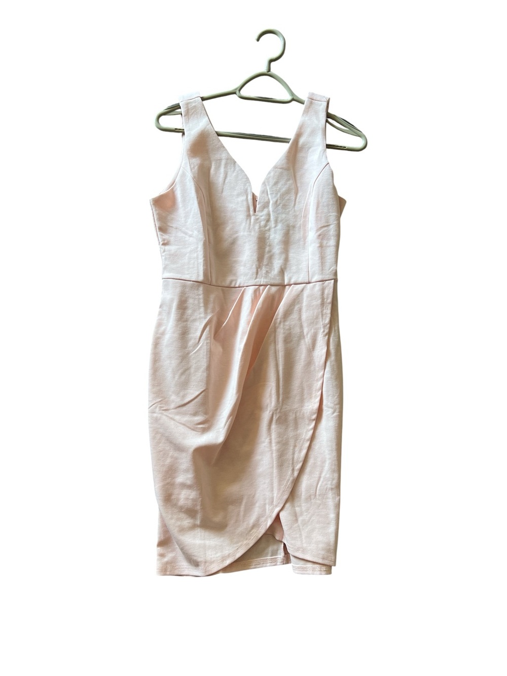 Sleeveless V-Neck Midi Dress in Light Pink